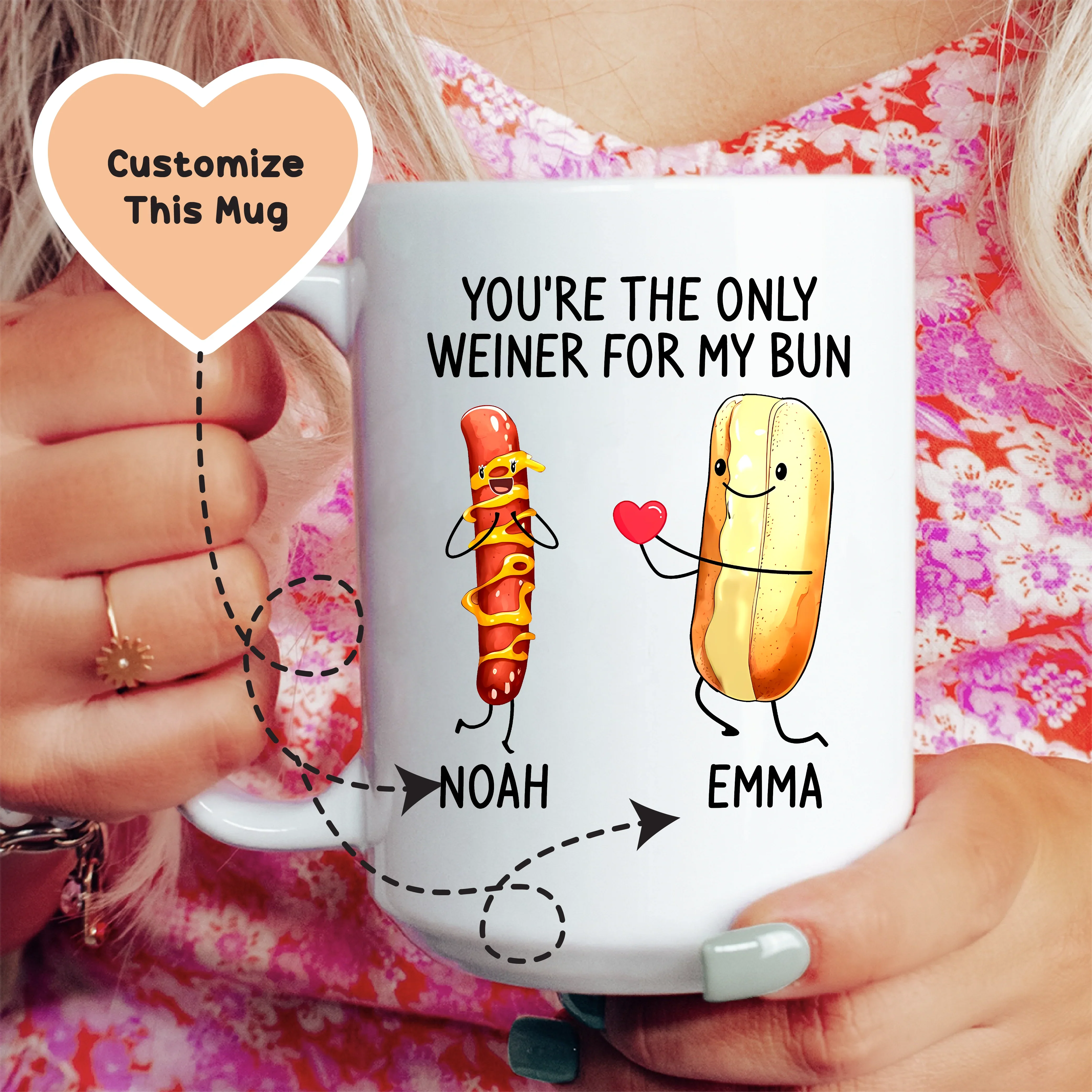 You're The Only Weiner For My Bun Custom Mug White / 15 oz printful T-Shirt