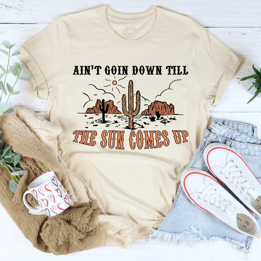 Ain't Goin Down Till The Sun Comes Up Tee Heather Dust / S Peachy Sunday T-Shirt