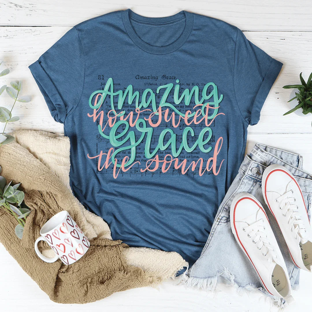 Amazing Grace Song Tee Heather Deep Teal / S Peachy Sunday T-Shirt
