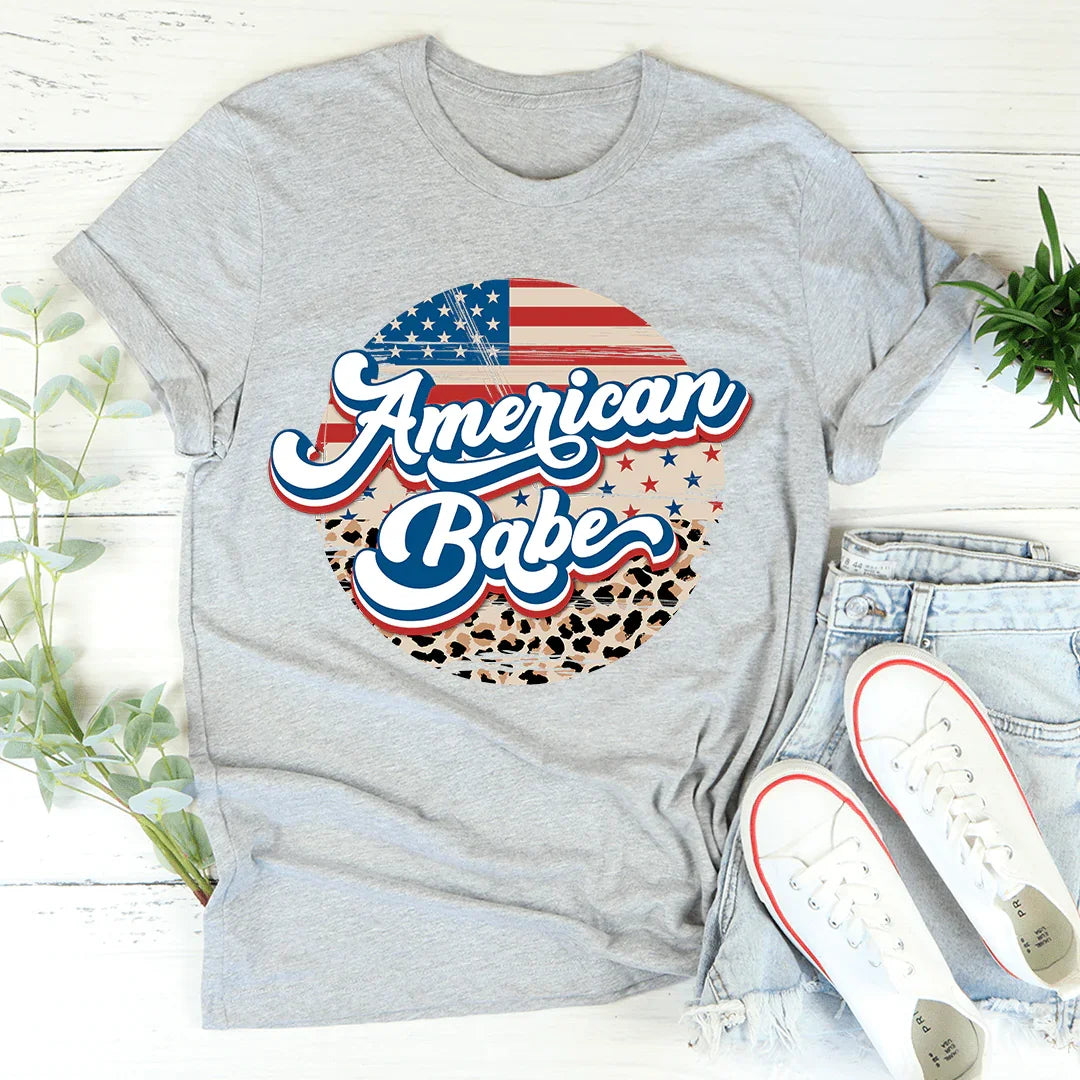 American Babe Leopard Tee Athletic Heather / S Peachy Sunday T-Shirt