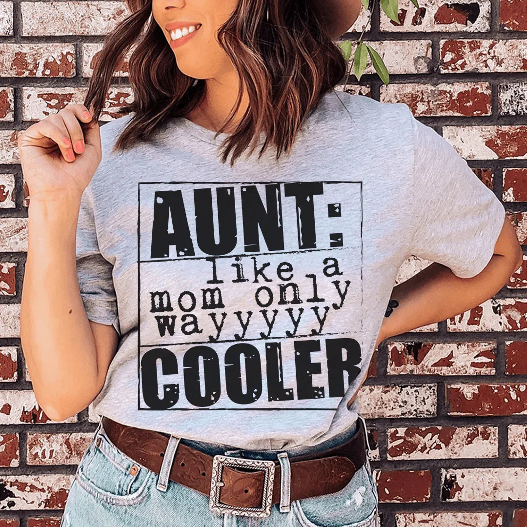 Aunt Like A Mom Only Cooler Tee Athletic Heather / S Peachy Sunday T-Shirt