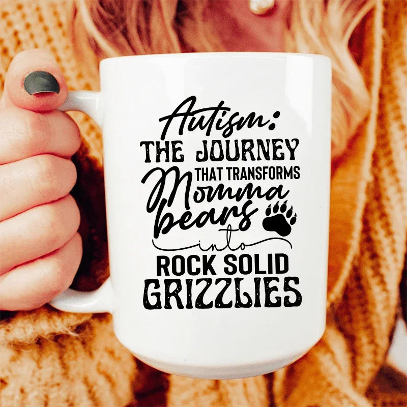 Autism Mama Grizzlies Ceramic Mug 15 oz White / One Size CustomCat Drinkware T-Shirt