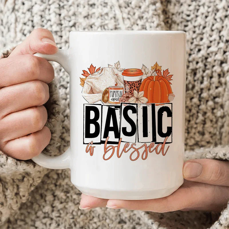 Basic & Blessed Ceramic Mug 15 oz White / One Size CustomCat Drinkware T-Shirt