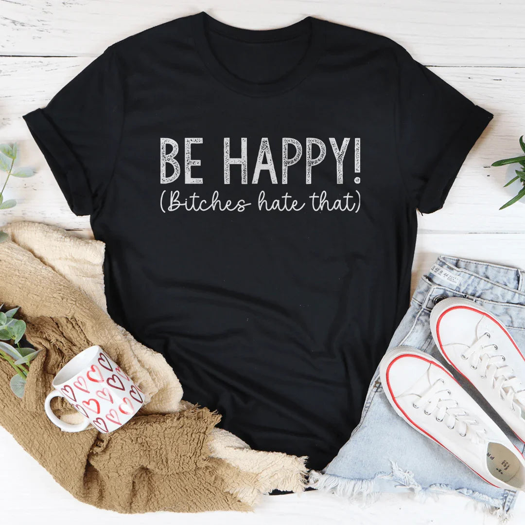 Be Happy Tee Black Heather / S Peachy Sunday T-Shirt