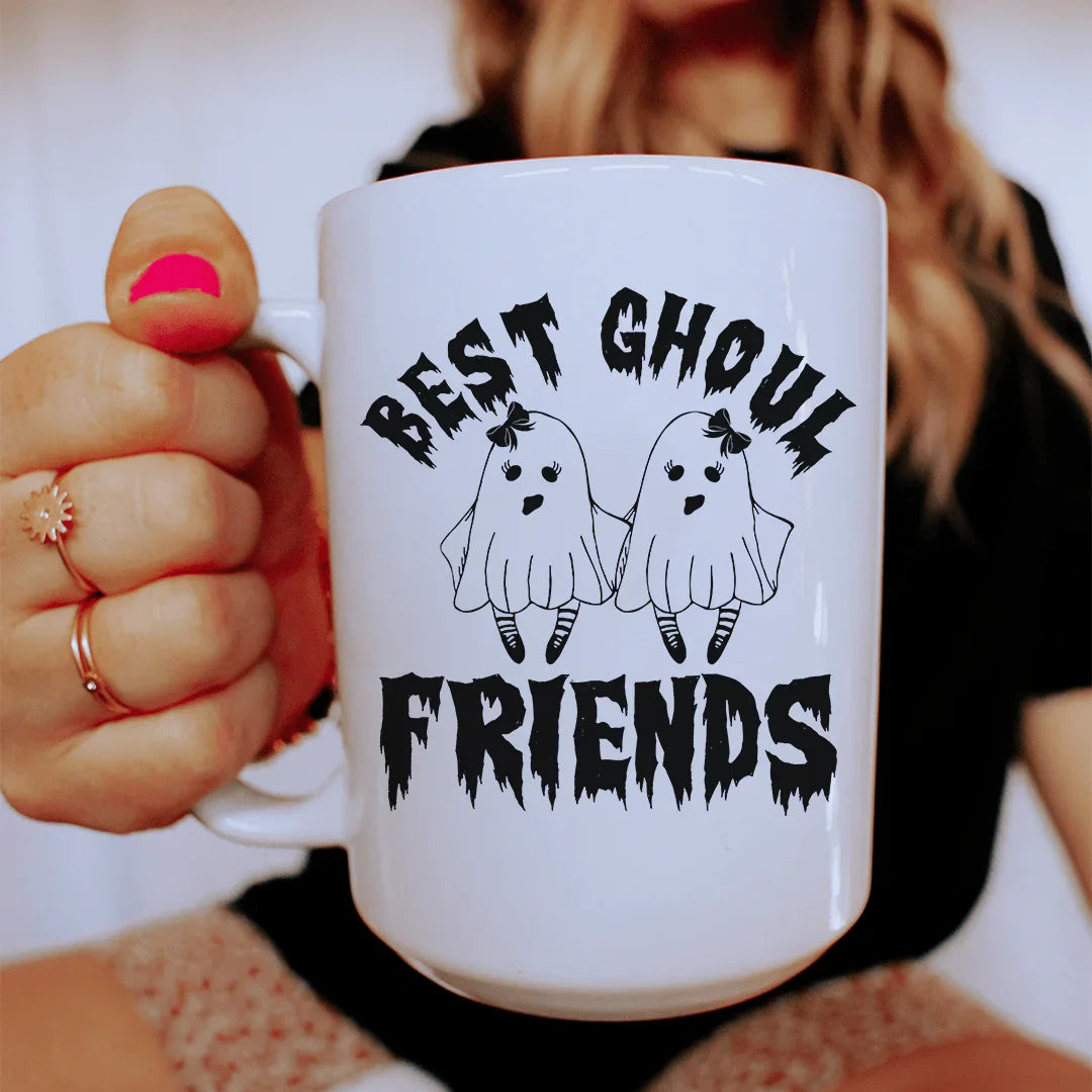 Best Ghoul Friends Ceramic Mug 15 oz White / One Size CustomCat Drinkware T-Shirt