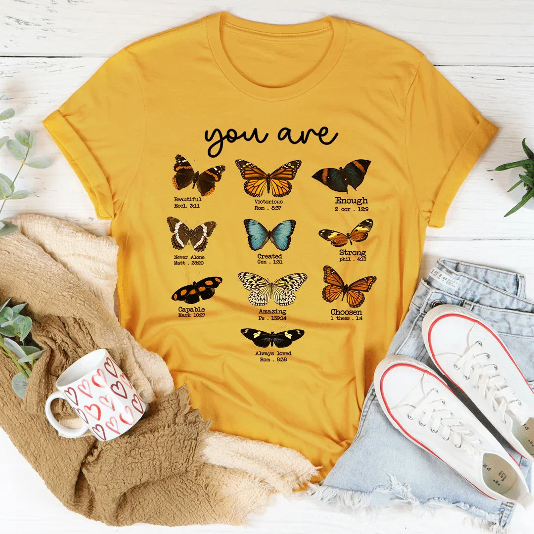 Bible Verses Butterflies Tee Mustard / S Peachy Sunday T-Shirt