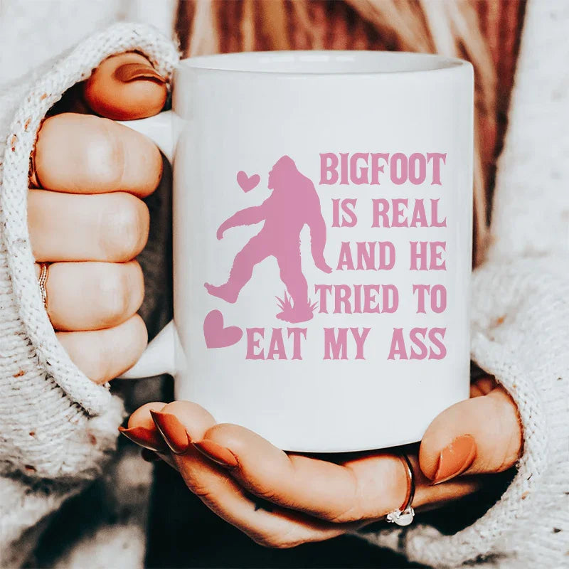 Bigfoot Is Real Ceramic Mug 15 oz White / One Size CustomCat Drinkware T-Shirt