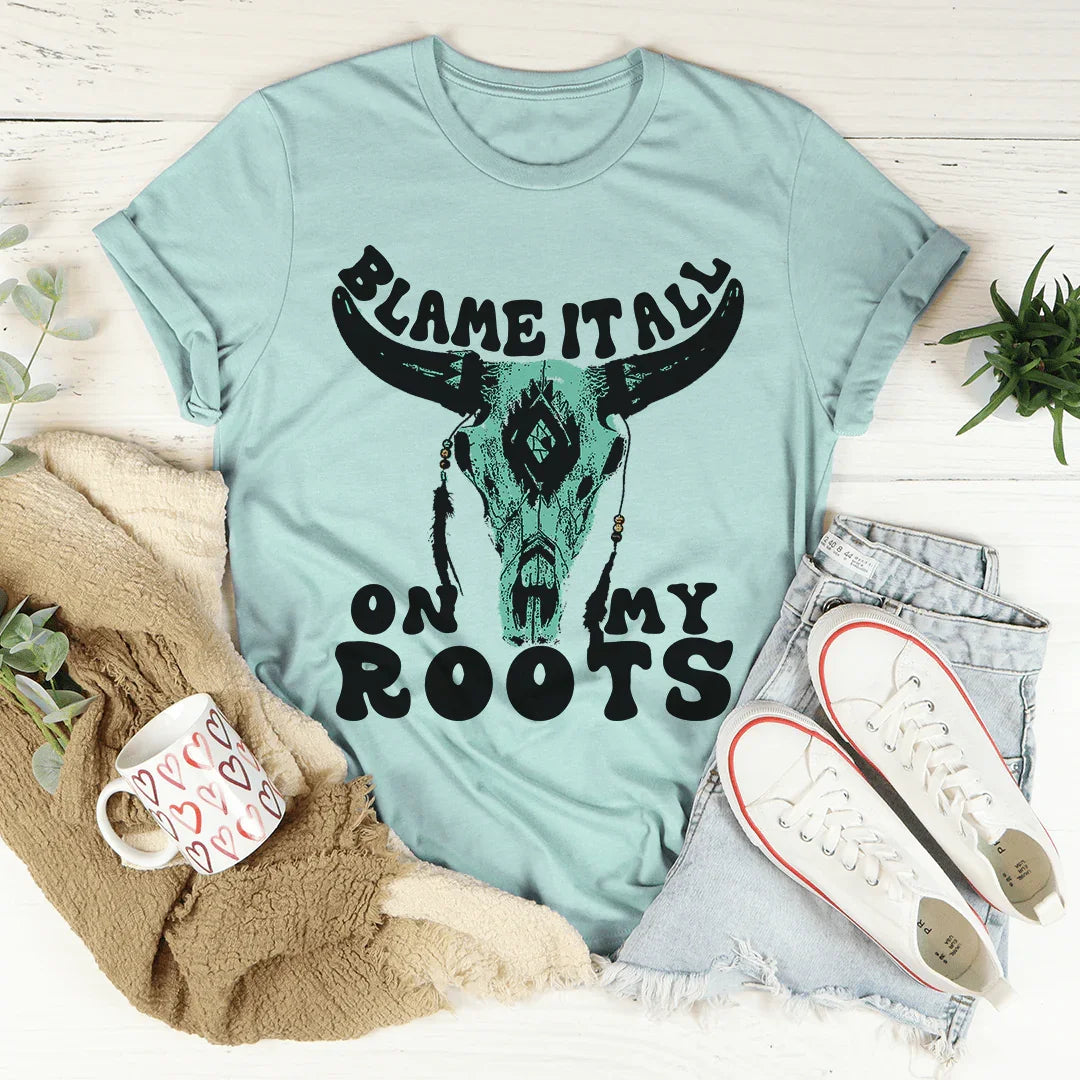 Blame It All On My Roots Tee Heather Prism Dusty Blue / S Peachy Sunday T-Shirt