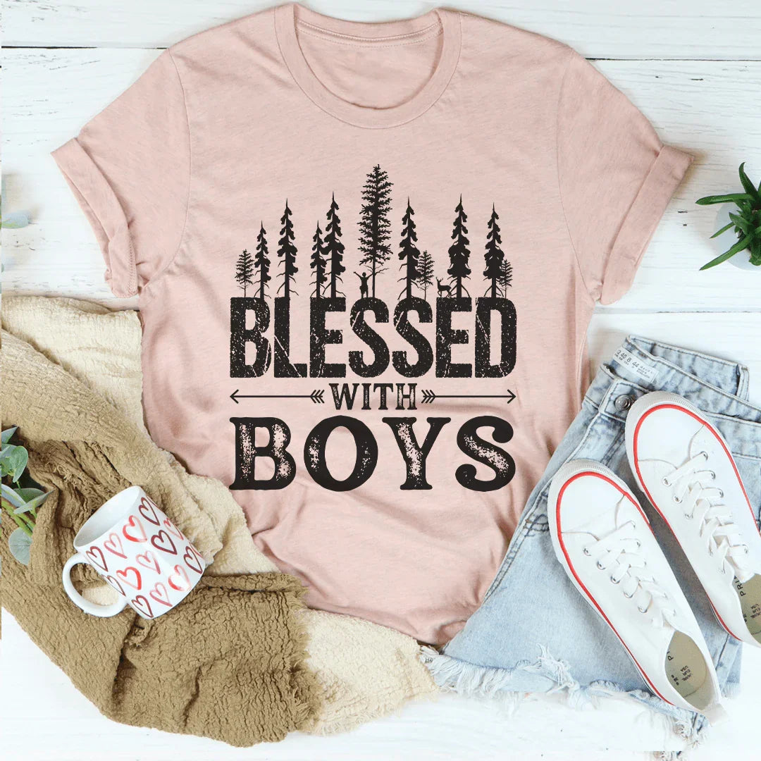 Blessed With Boys Tee Peachy Sunday T-Shirt