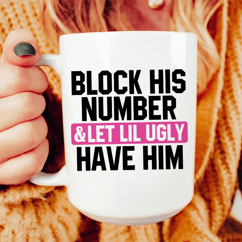 Block His Number Ceramic Mug 15 oz White / One Size CustomCat Drinkware T-Shirt