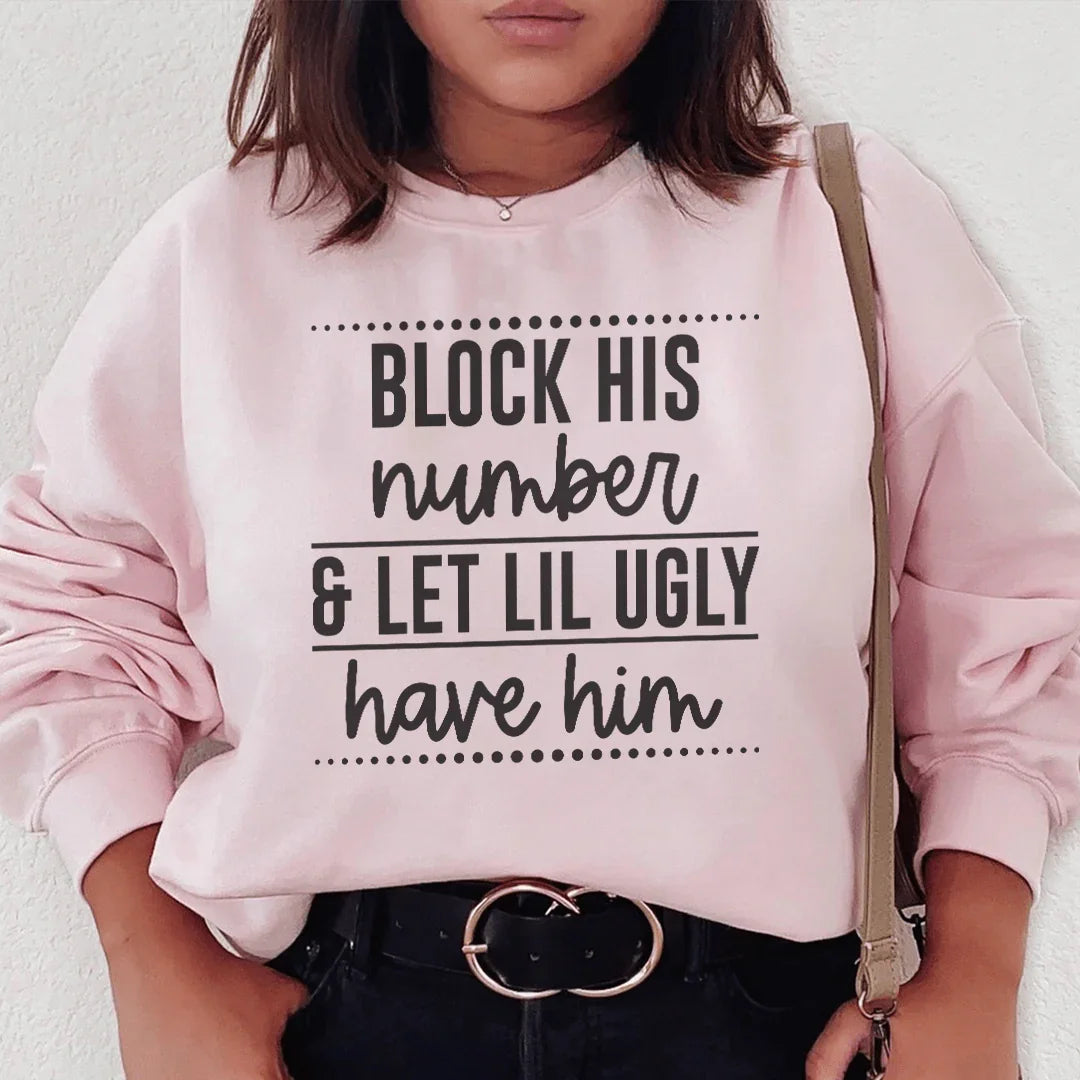 Block His Number Sweatshirt Light Pink / S Peachy Sunday T-Shirt
