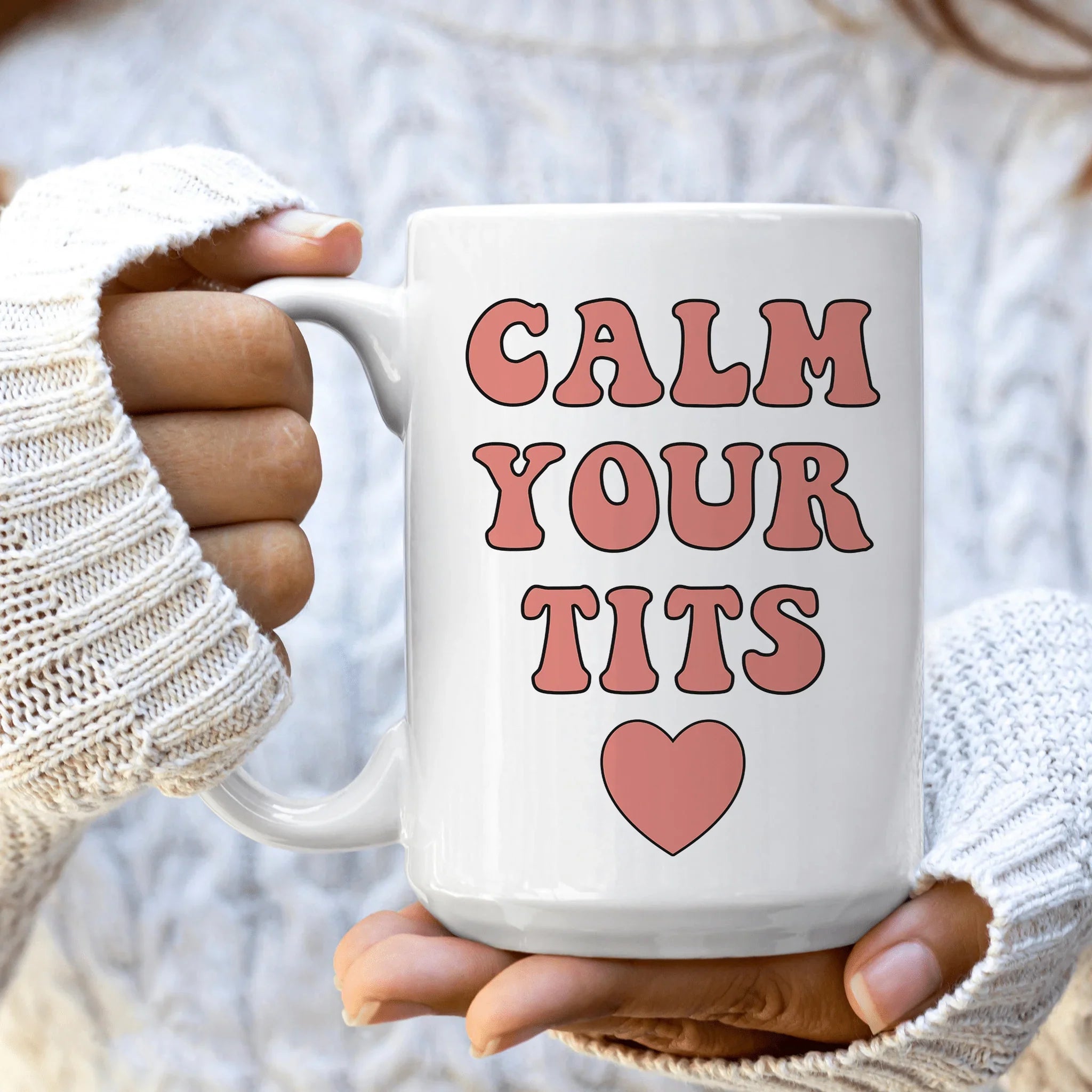 Calm Down Ceramic Mug 15 oz White / One Size CustomCat Drinkware T-Shirt