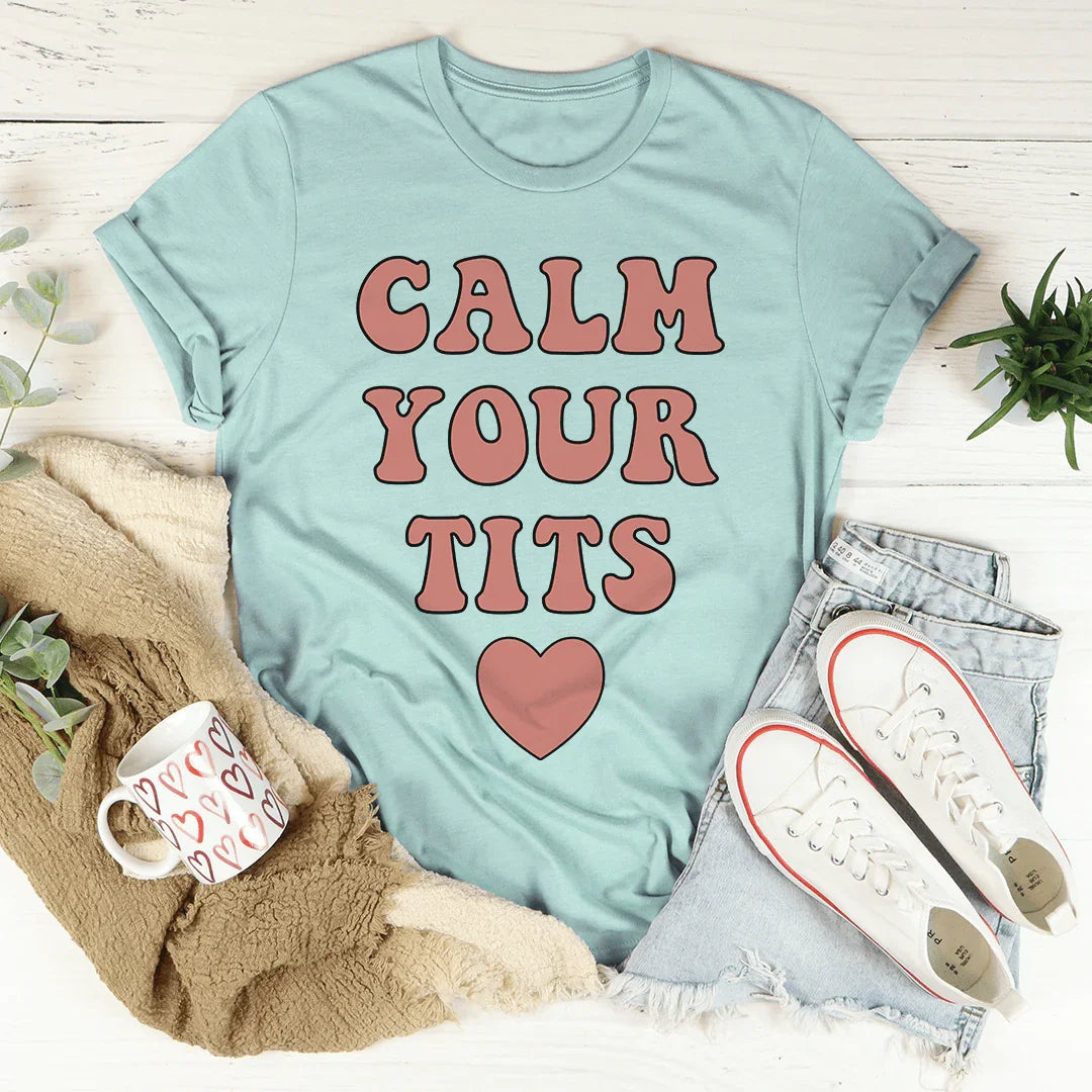 Calm Down Tee Heather Prism Dusty Blue / S Peachy Sunday T-Shirt
