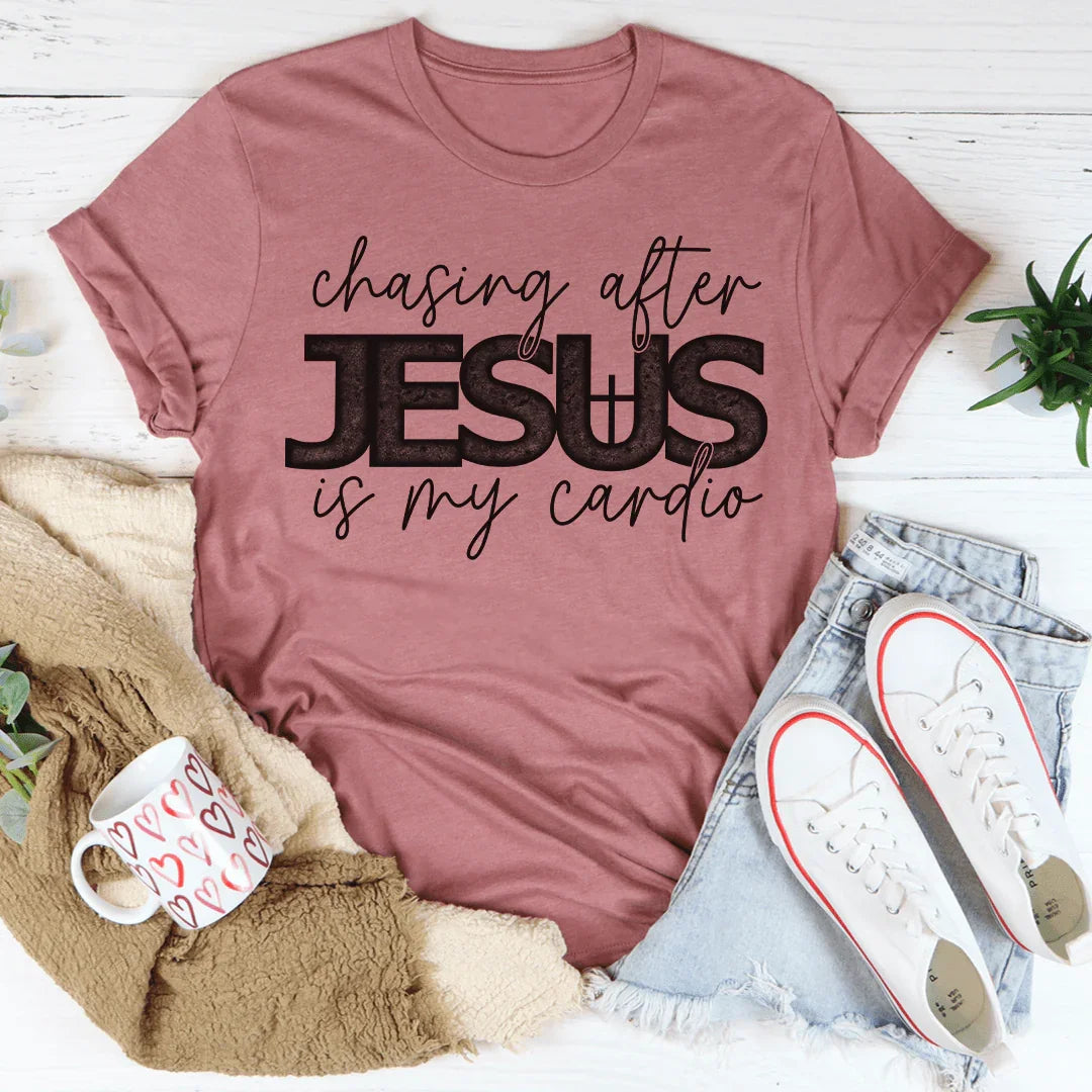 Chasing After Jesus Is My Cardio Tee Peachy Sunday T-Shirt