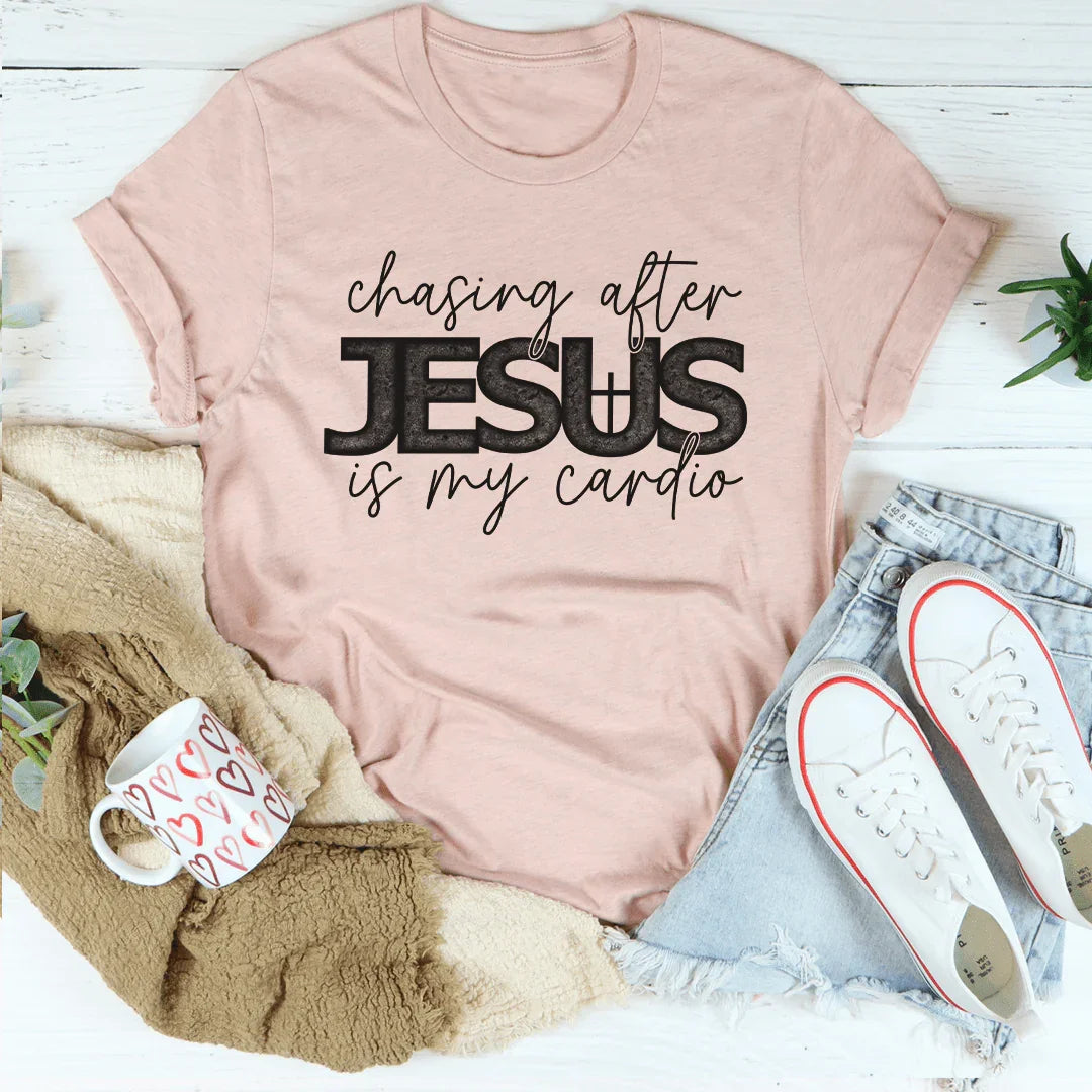 Chasing After Jesus Is My Cardio Tee Peachy Sunday T-Shirt