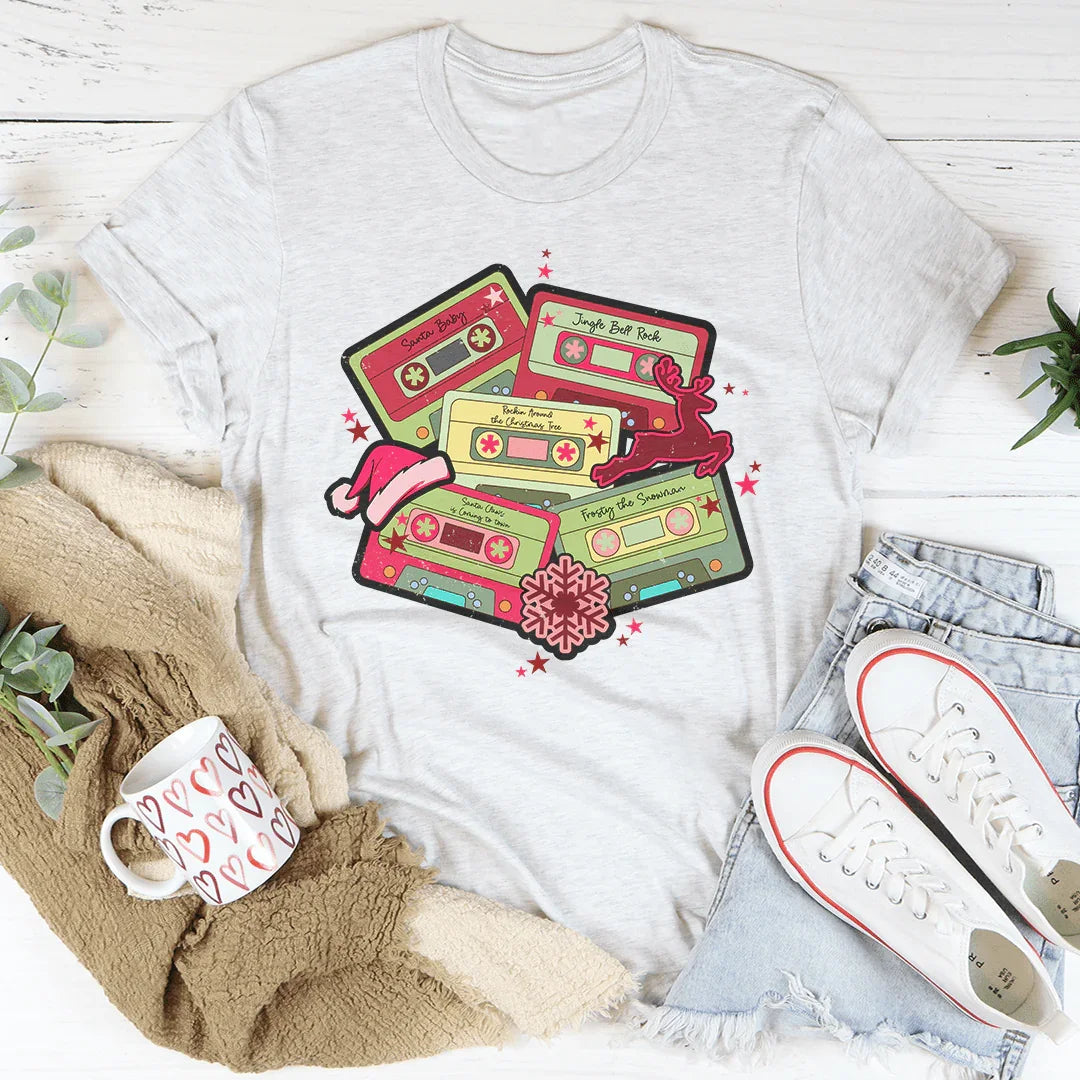 Christmas Cassettes Tee Peachy Sunday T-Shirt