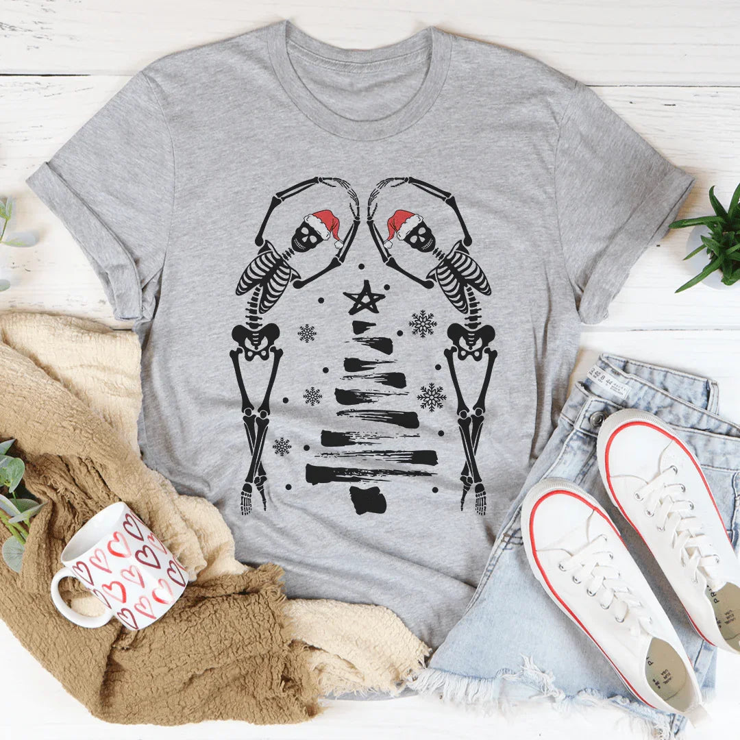 Christmas Tree Skeletons Tee Athletic Heather / S Peachy Sunday T-Shirt