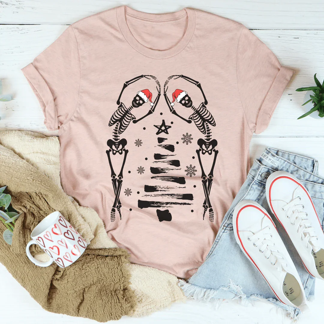 Christmas Tree Skeletons Tee Heather Prism Peach / S Peachy Sunday T-Shirt