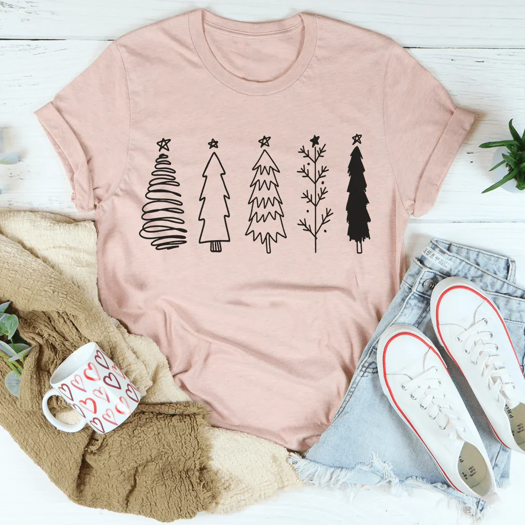Christmas Trees Tee Heather Prism Peach / S Peachy Sunday T-Shirt