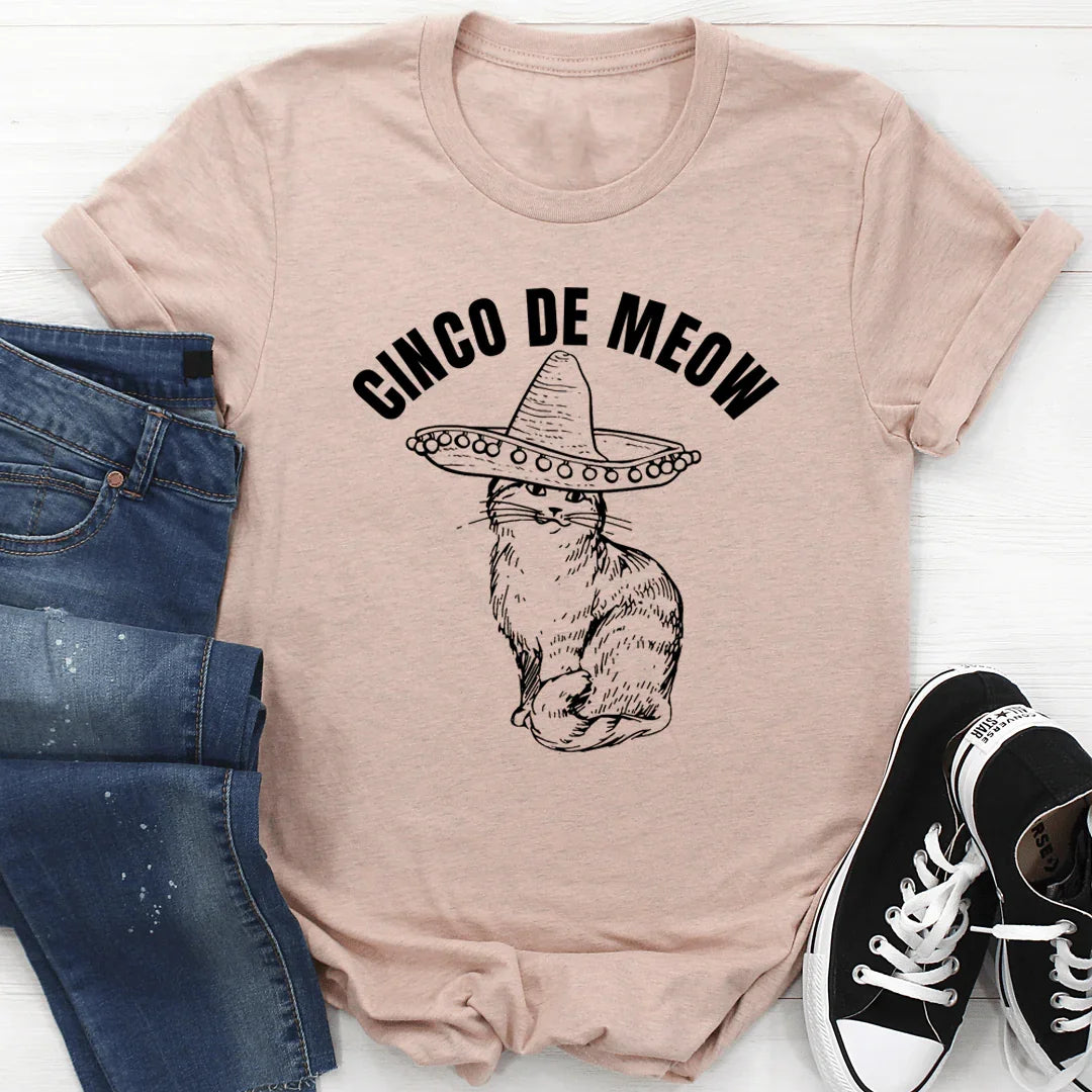 Cinco De Meow Tee Heather Prism Peach / S Peachy Sunday T-Shirt