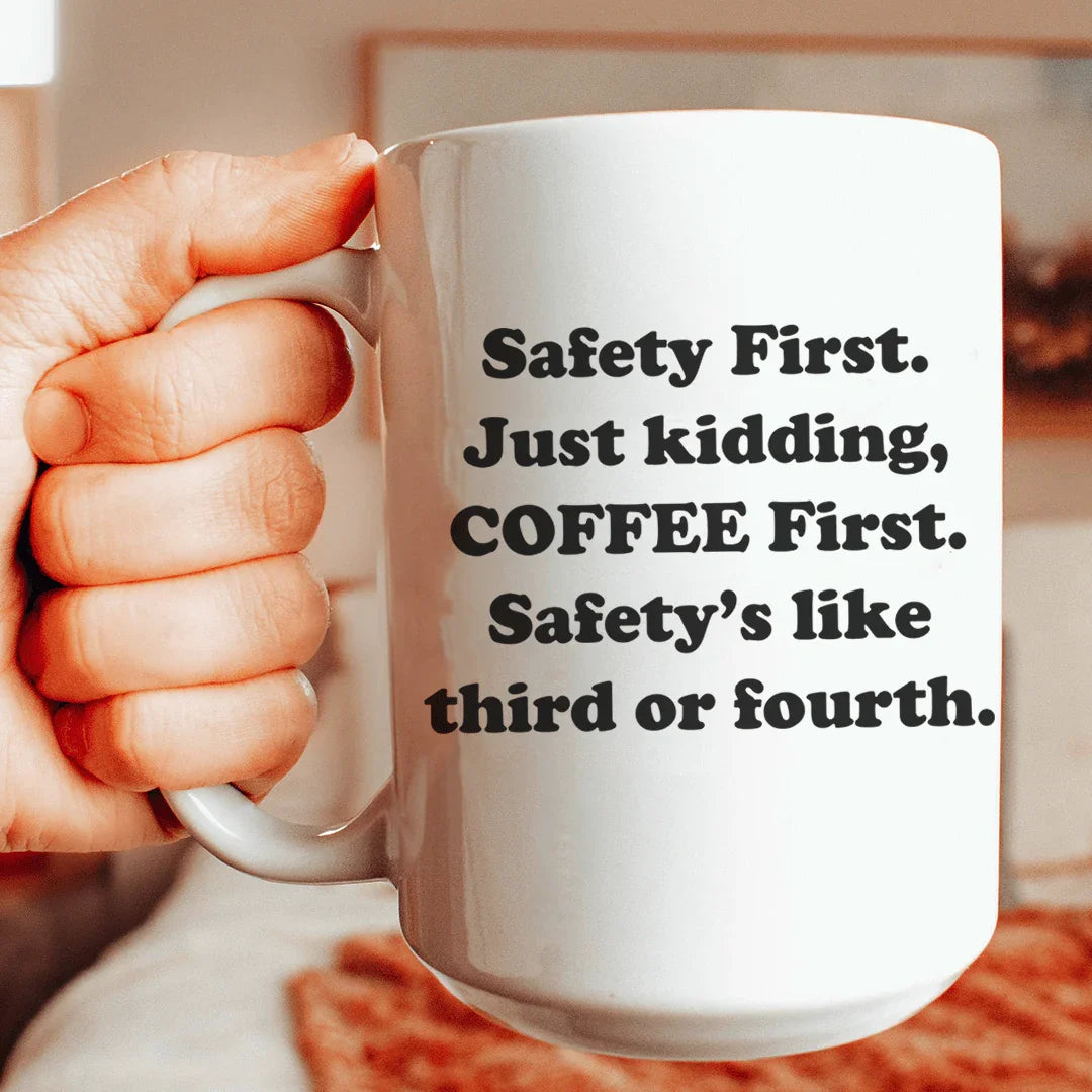Coffee First Ceramic Mug 15 oz White / One Size CustomCat Drinkware T-Shirt
