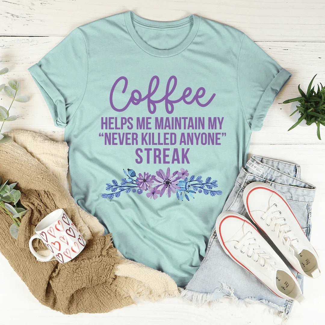 Coffee Helps Me Tee Peachy Sunday T-Shirt