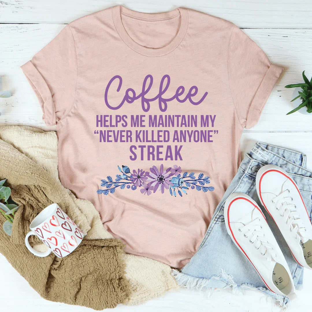 Coffee Helps Me Tee Peachy Sunday T-Shirt