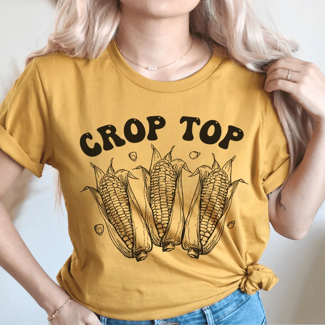 Corn Crop Top Tee Mustard / S Peachy Sunday T-Shirt