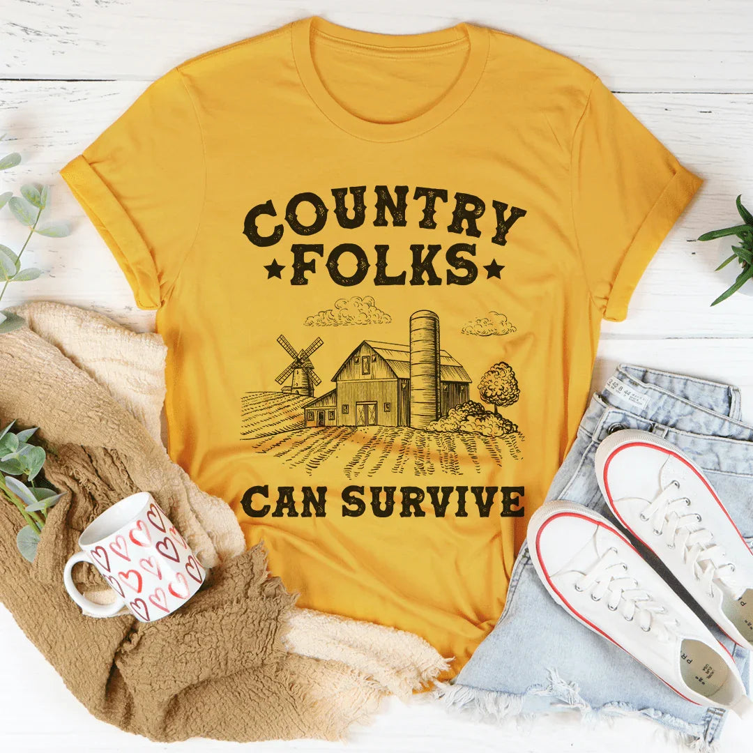 Country Folks Can Survive Tee Peachy Sunday T-Shirt