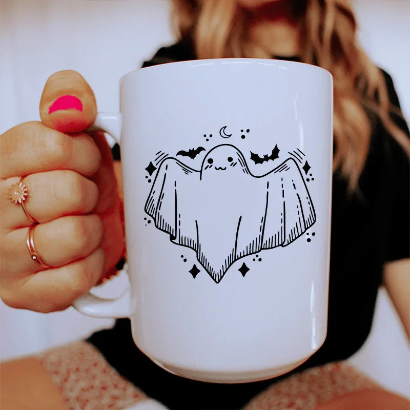 Cute Little Ghost Ceramic Mug 15 oz White / One Size CustomCat Drinkware T-Shirt