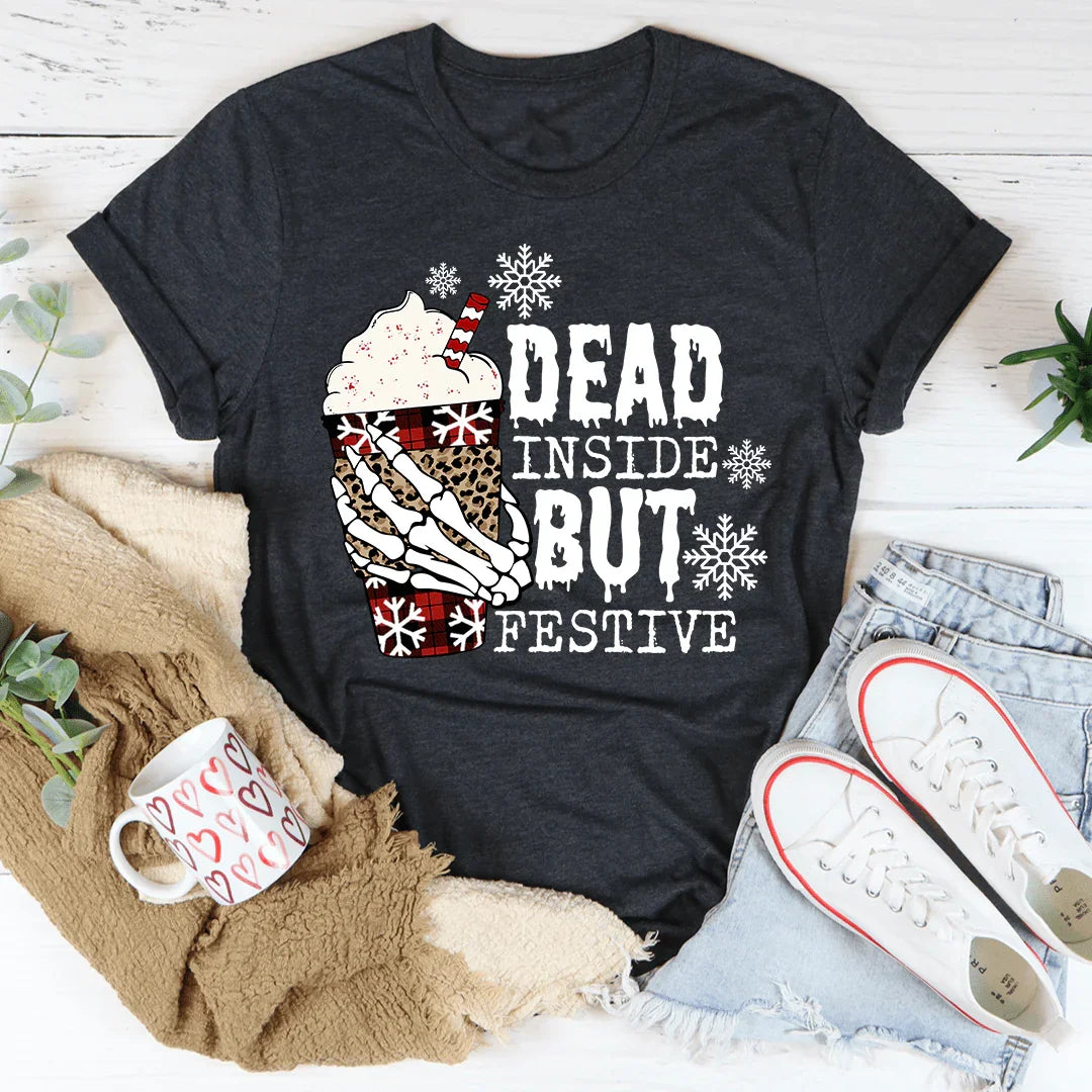 Dead Inside But Festive Tee Dark Grey Heather / S Peachy Sunday T-Shirt