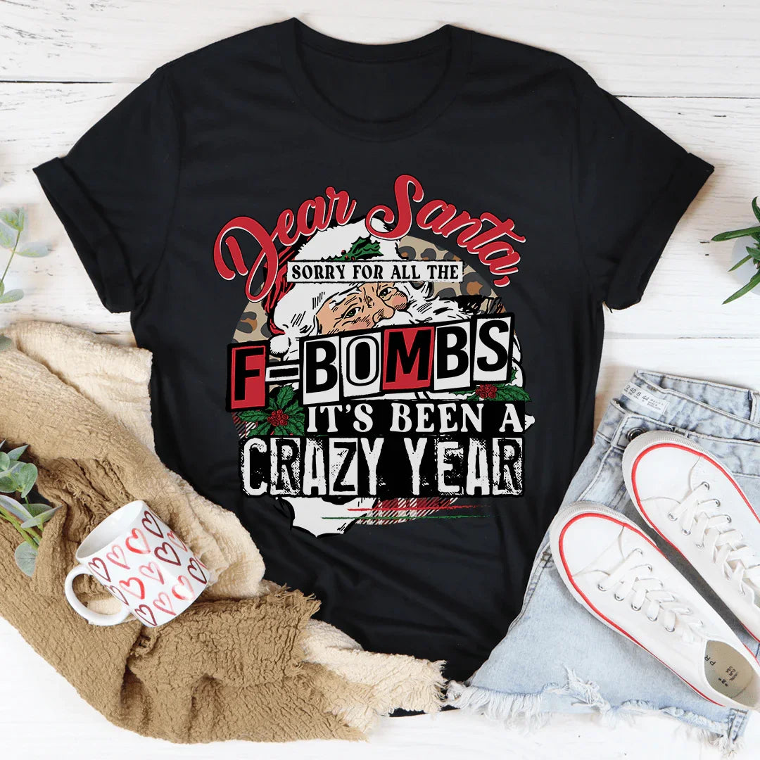 Dear Santa Sorry For All The F-Bombs Tee Black Heather / S Peachy Sunday T-Shirt