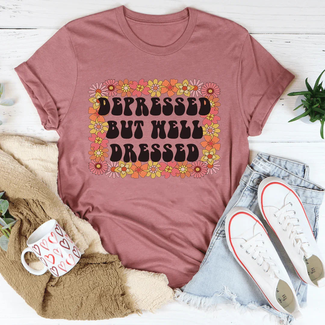 Depressed But Well Dressed Tee Mauve / S Peachy Sunday T-Shirt