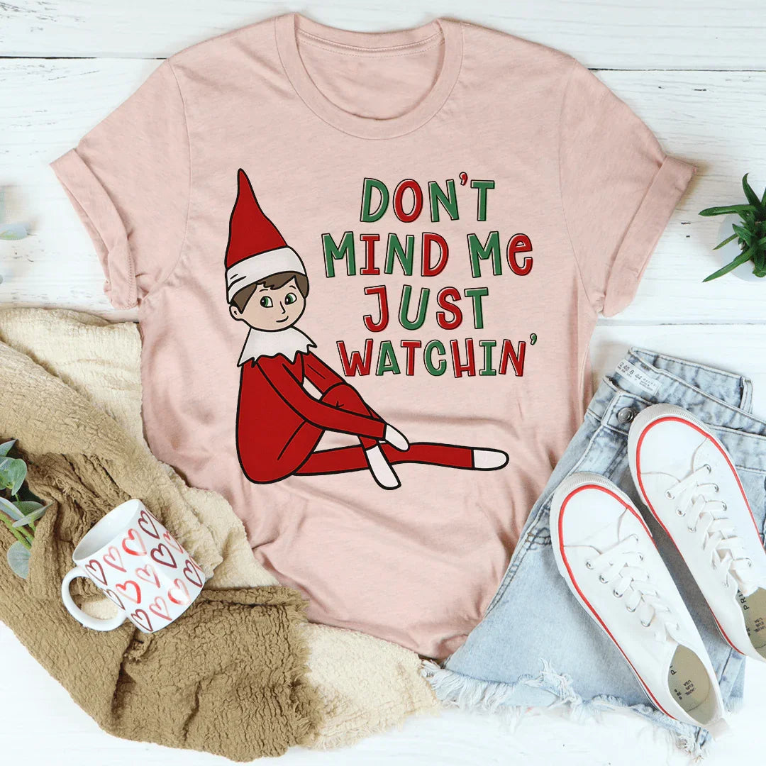 Don't Mind Me Just Watchin' Tee Heather Prism Peach / S Peachy Sunday T-Shirt
