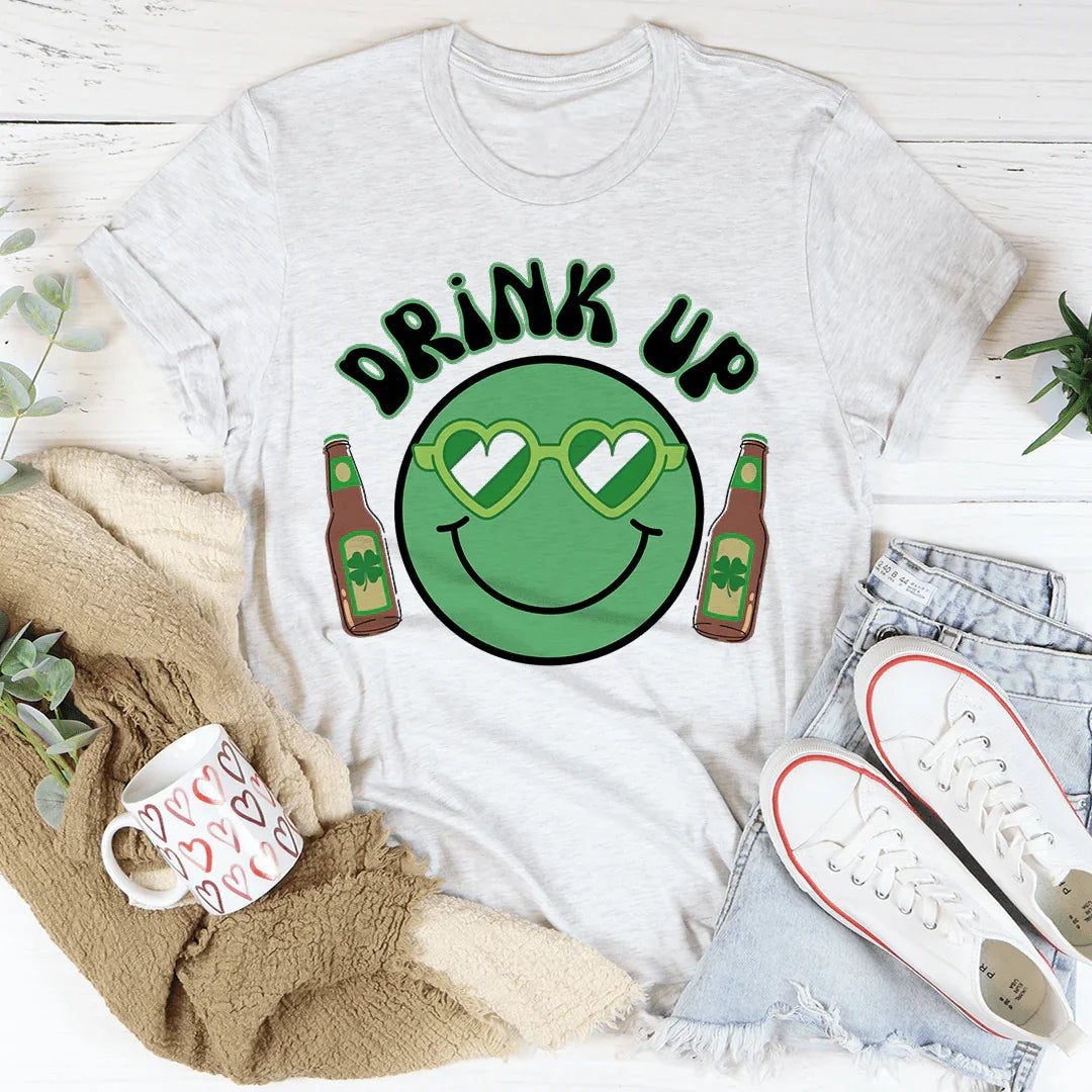 Drink Up Smiley St. Patricks Tee Ash / S Peachy Sunday T-Shirt