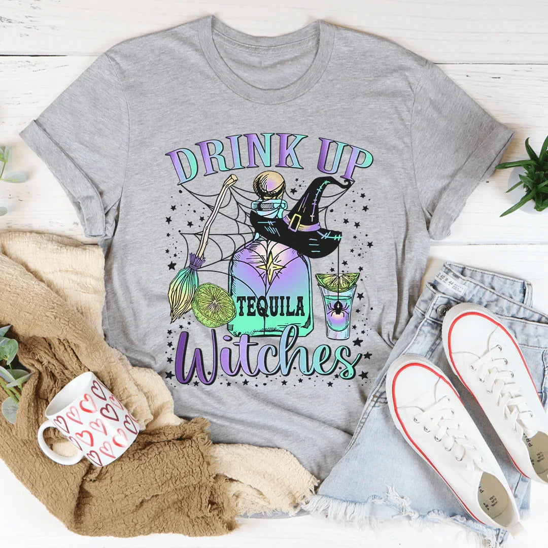 Drink Up Witches Tequila Tee Peachy Sunday T-Shirt