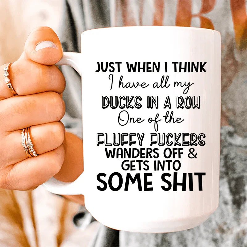 Ducks In A Row Ceramic Mug 15 oz White / One Size CustomCat Drinkware T-Shirt