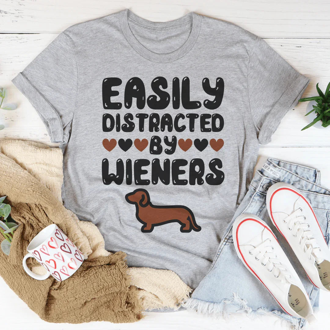 Easily Distracted By Wieners Tee Peachy Sunday T-Shirt