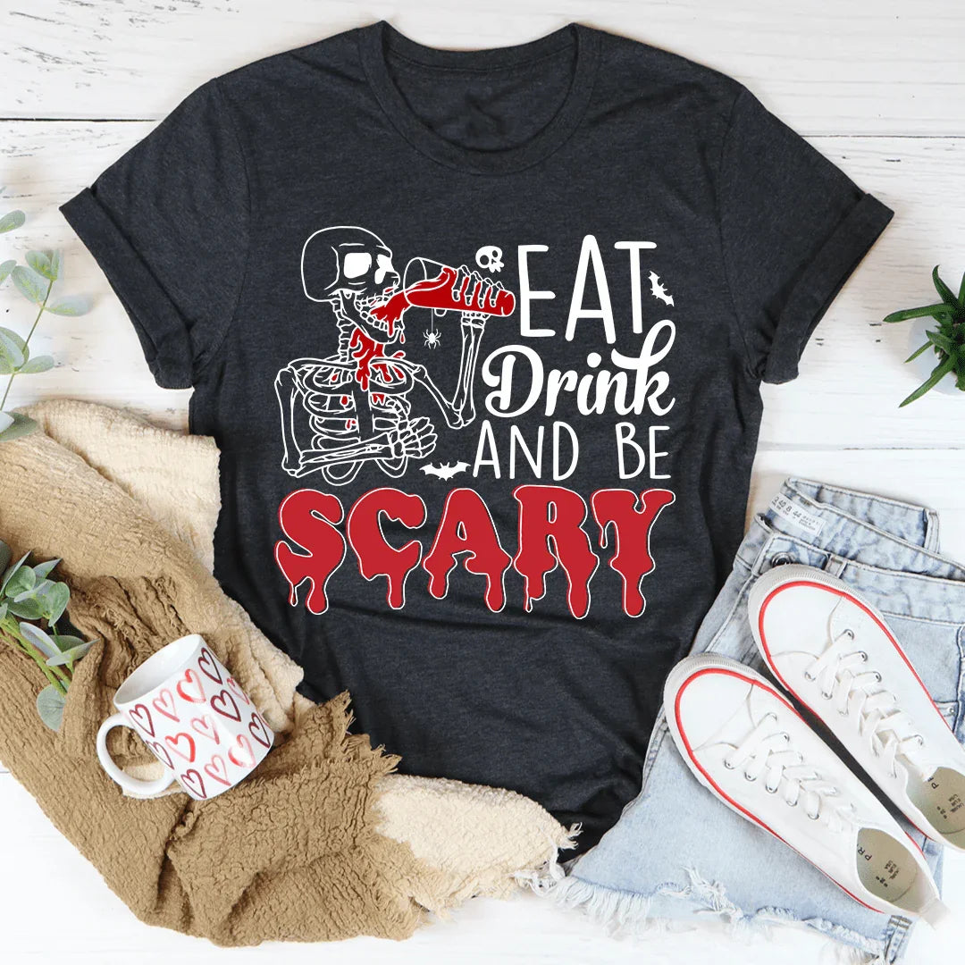 Eat Drink And Be Scary Tee Dark Grey Heather / S Peachy Sunday T-Shirt