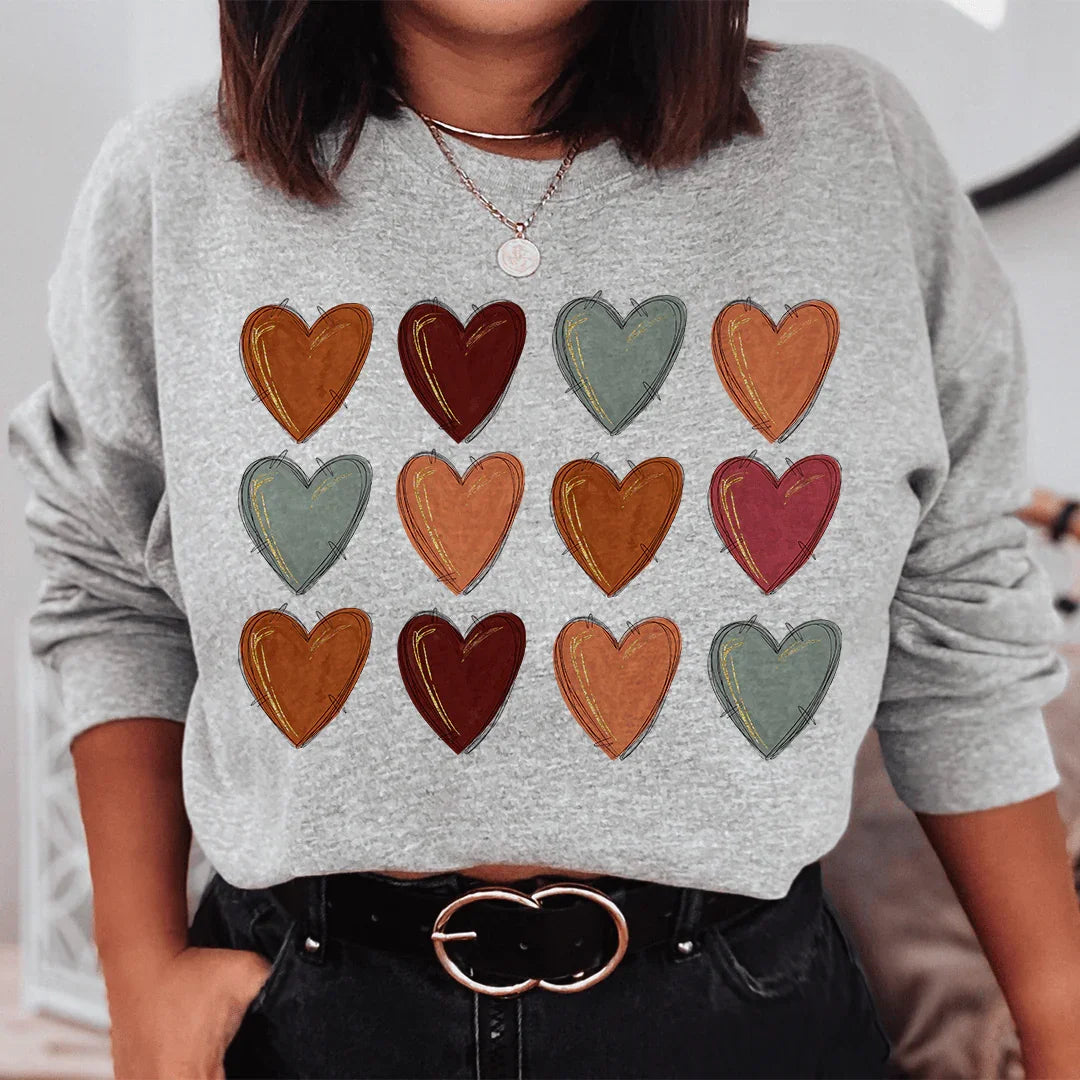 Fall Hearts Sweatshirt Sport Grey / S Peachy Sunday T-Shirt