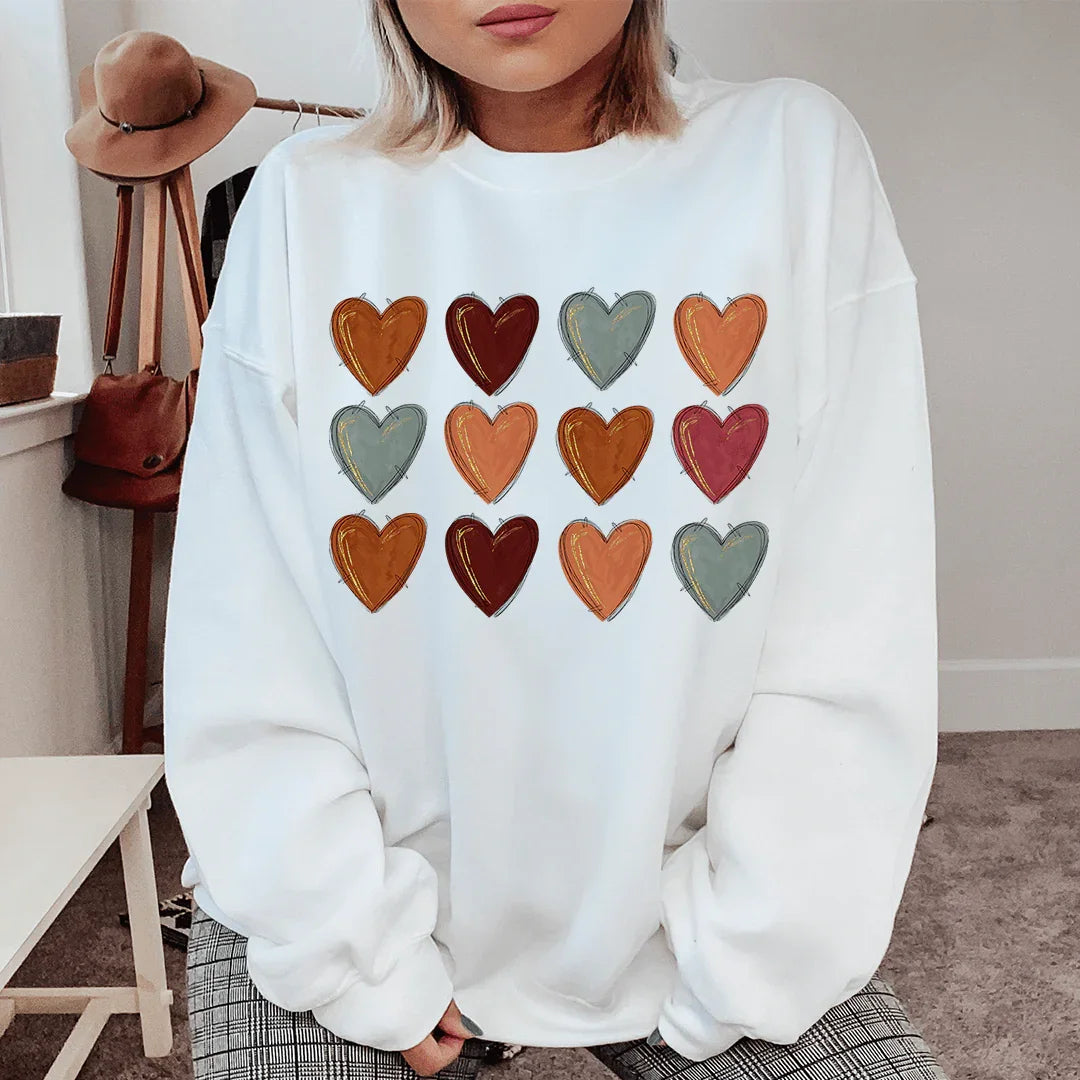 Fall Hearts Sweatshirt White / S Peachy Sunday T-Shirt