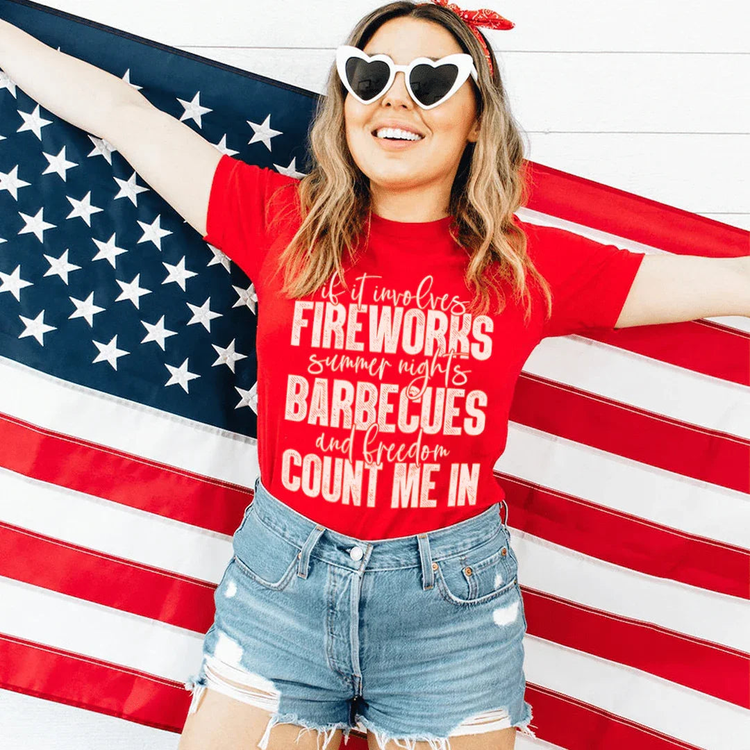 Fireworks Summer Nights BBQs & Freedom Tee Peachy Sunday T-Shirt