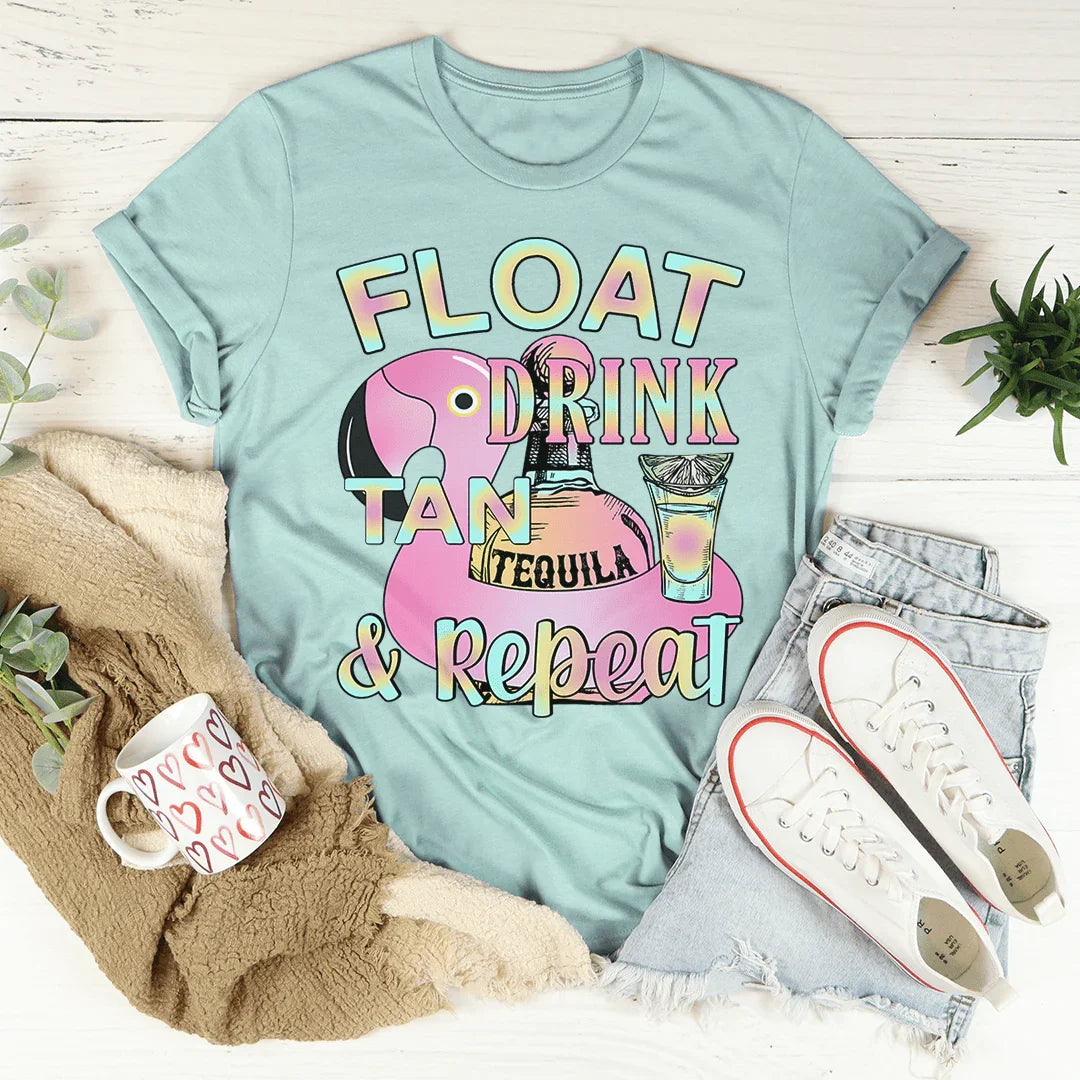 Float Drink Tan Repeat Tee Heather Prism Dusty Blue / S Peachy Sunday T-Shirt
