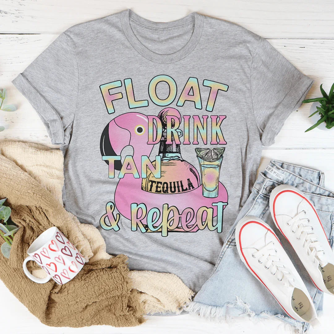 Float Drink Tan Repeat Tee Peachy Sunday T-Shirt