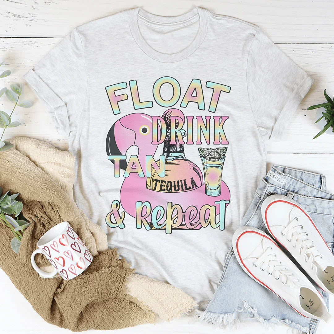 Float Drink Tan Repeat Tee Peachy Sunday T-Shirt