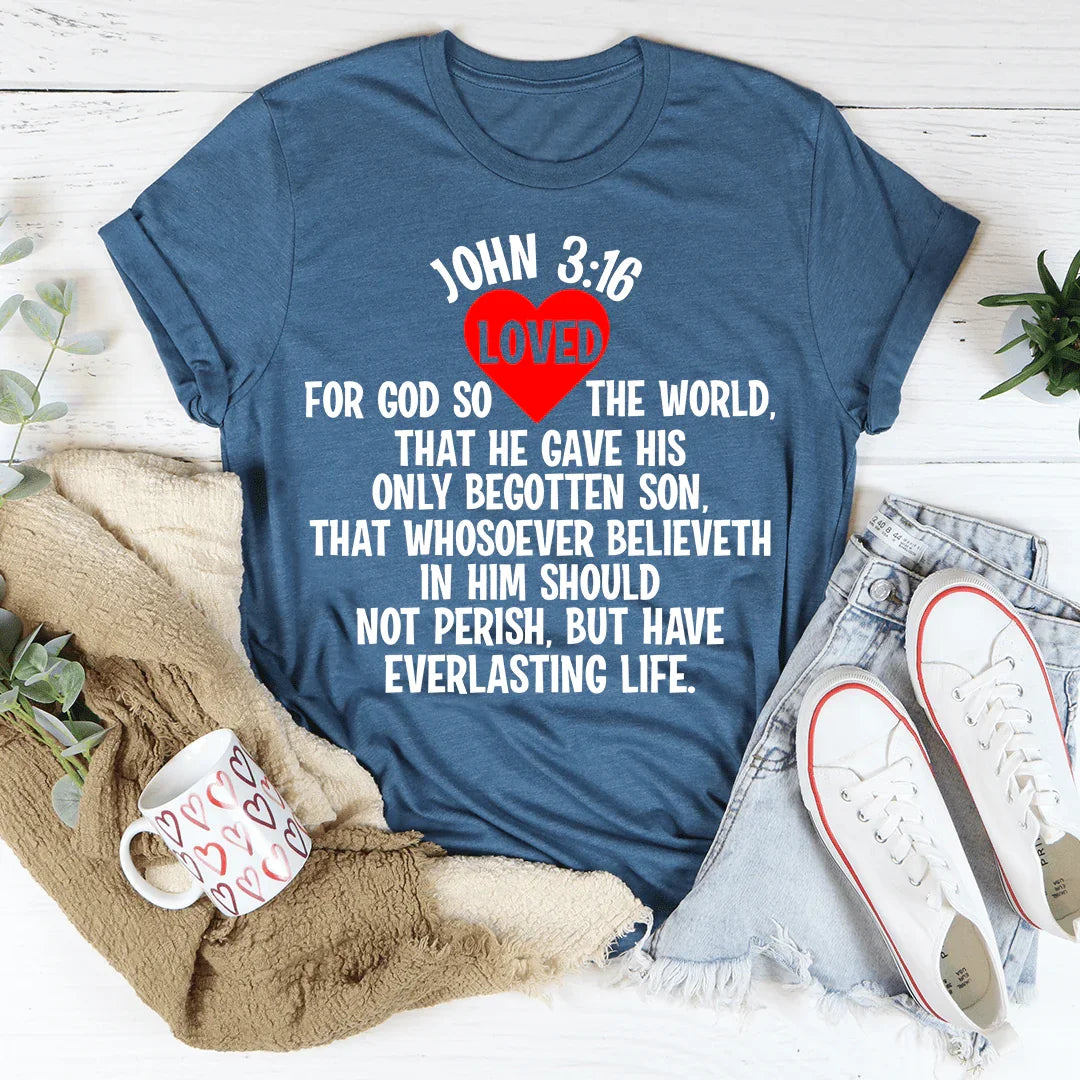 For God So Loved The World Tee Heather Deep Teal / S Peachy Sunday T-Shirt