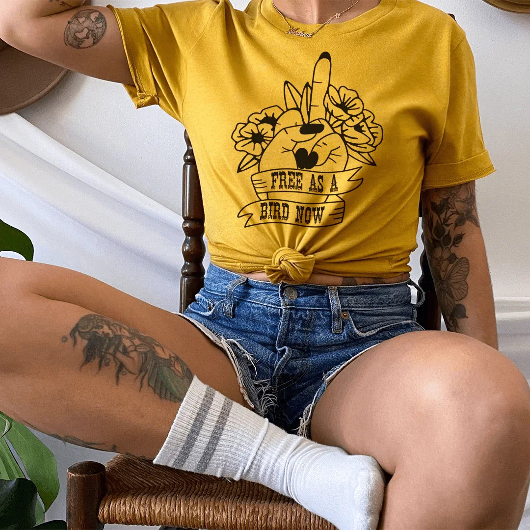 Free As A Bird Now Tee Mustard / S Peachy Sunday T-Shirt