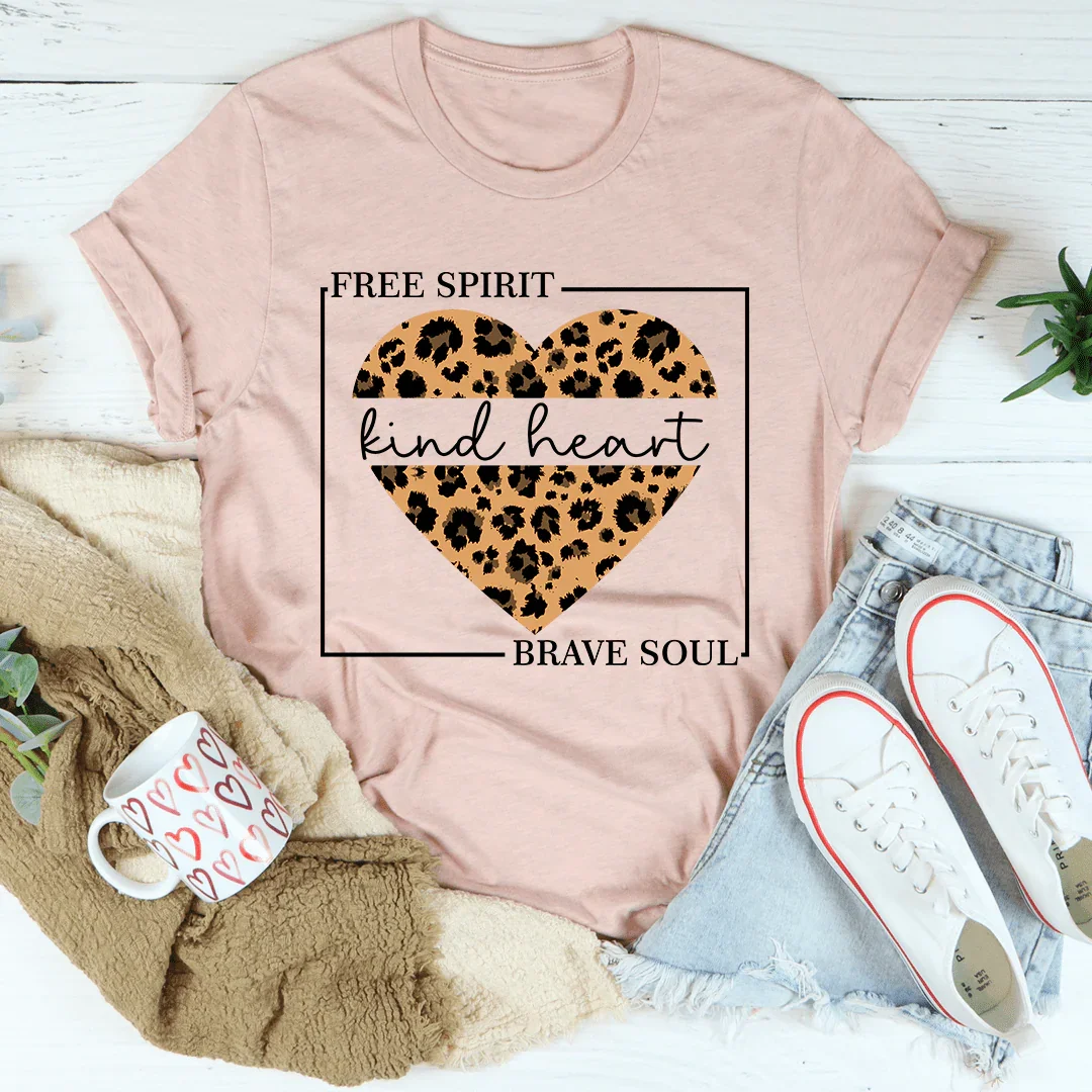 Free Spirit Kind Heart Brave Soul Tee Heather Prism Peach / S Peachy Sunday T-Shirt