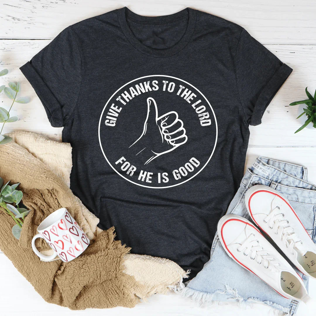 Give Thanks To The Lord Tee Dark Grey Heather / S Peachy Sunday T-Shirt