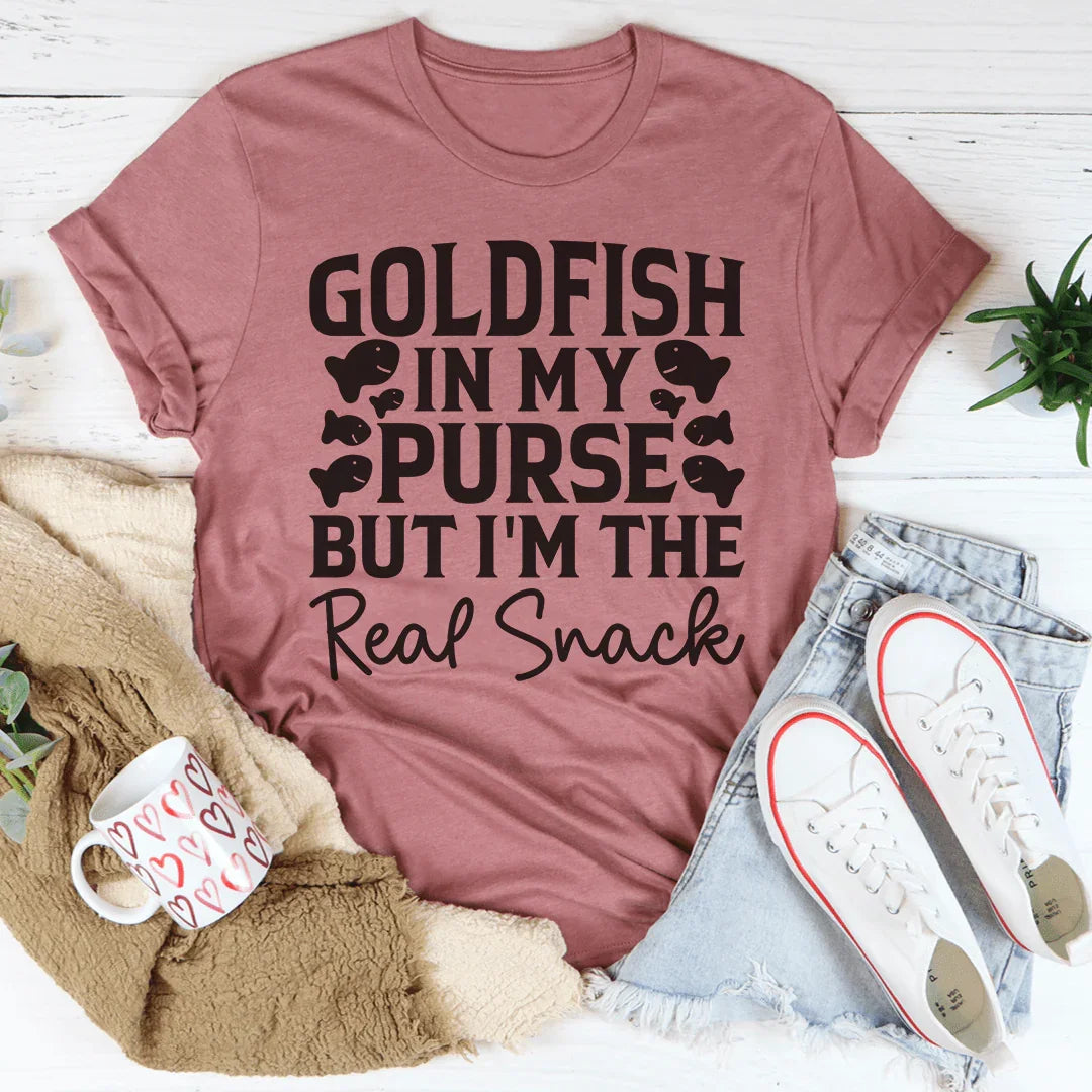 Goldfish In My Purse But I'm The Real Snack Tee Peachy Sunday T-Shirt